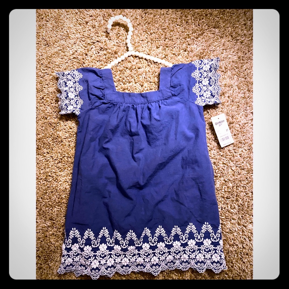 NWT✨OSHKOSH Navy & White Eyelet Dress 👗 3T